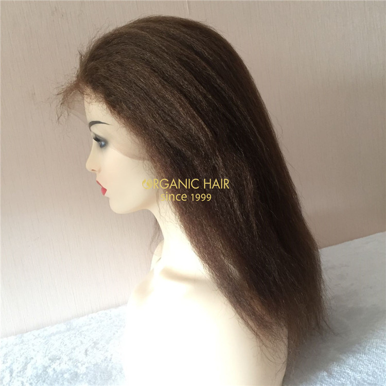 Hot Selling Hairstyle Virgin Human Hair Kinky Straight Full Lace Wig Brazilian Hai A111